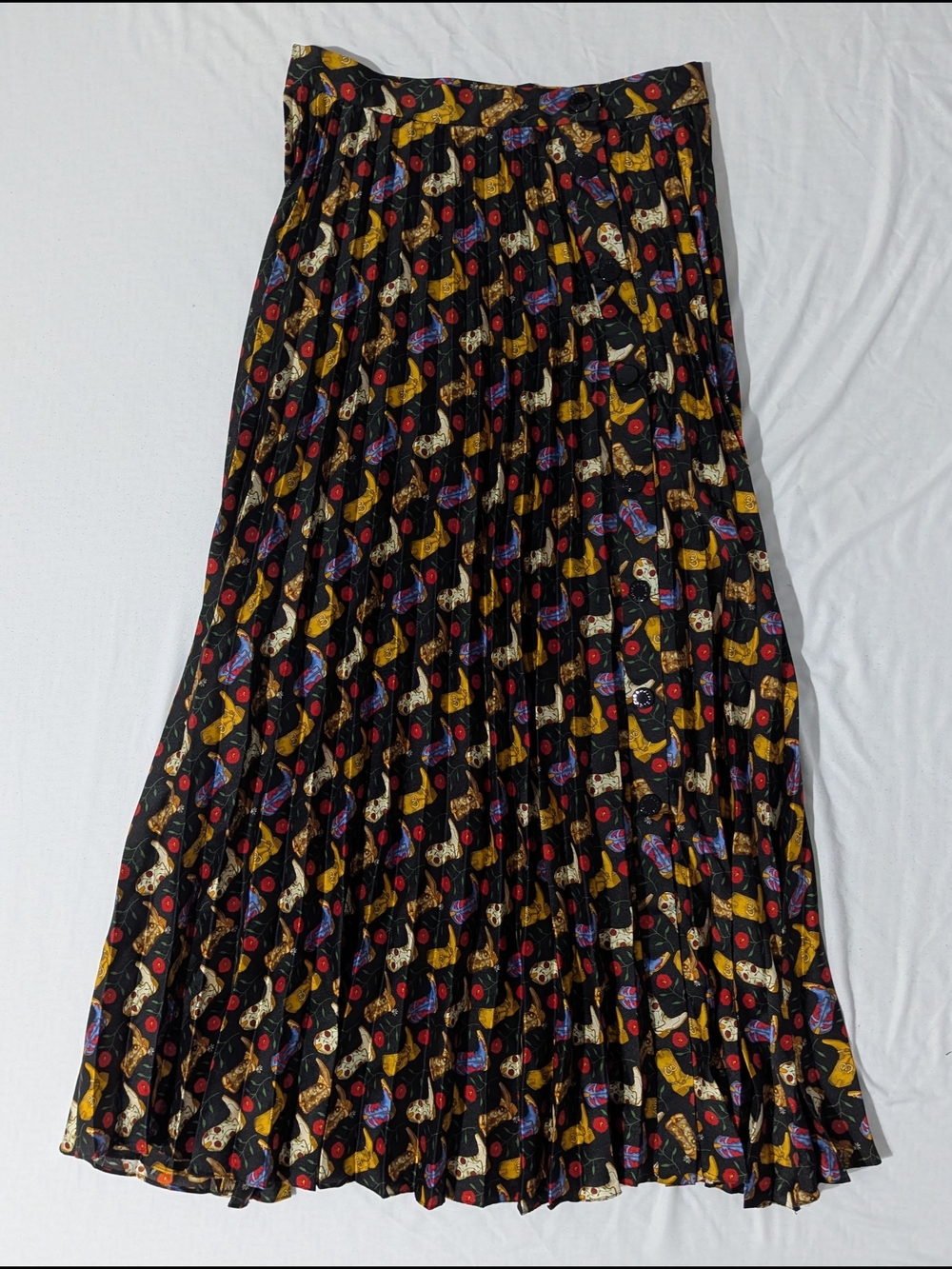 Sandro Women's Cowboy Boots Pattern Midi Skirt Size 1 - Excellent Condition